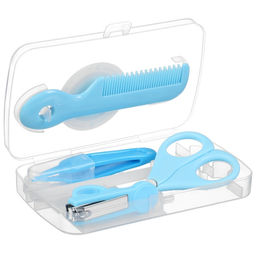 Набор по уходу за ребенком, 5 предметов: расческа, пинцет, ножницы, книпсер, пилка, голубой