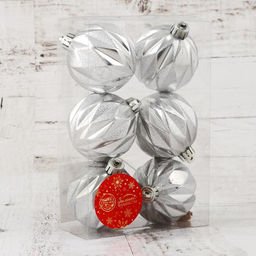 Ёлочные игрушки Иллюзия, шары новогодние, d=6 см, набор 6 шт., серебро - Зимнее волшебство фото 2