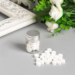 Цена за 2 шт. Сургуч в гранулах в баночке Восьмигранник белое облако 9 гр 4,5х3х3 см - Арт узор фото 3