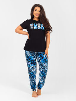 Пижама женская кулирка с брюками "МАМБА" СИНИЙ