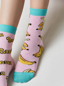 Цена за 2 пары. Носки Классические CONTE Хлопковые носки HAPPY c рисунками Бананы св.розовый - Conte elegant фото 6