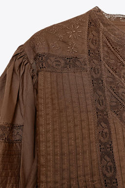 ZW COLLECTION LACE BLOUSE - Zara фото 7