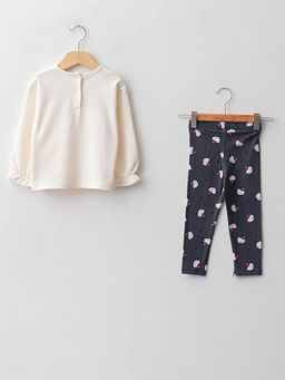 Bisiklet Yaka Uzun Kollu Hello Kitty Bask?l? K?z Bebek Sweatshirt ve Tayt 2li Tak?m - Waikiki фото 2