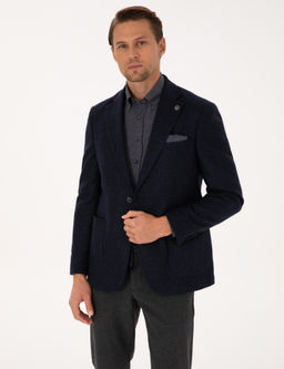 Lacivert Slim Fit Y_n Kar___ml_ Ceket