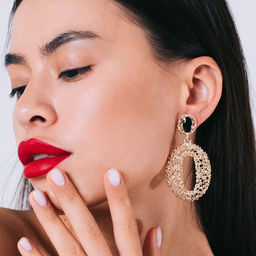 Серьги ассорти «Море», овал, чёрные в золоте