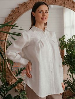 Блузка льняная женская 104Ш белый - Волтри фото 2