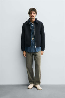 ZIP-UP WOOL EFFECT JACKET