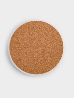 Подставка под кружку, 11 см, круглая, керамика/пробка, белая, Тыквы, Light pumpkin