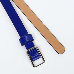 Ремень женский тонкий, 110×1.3 см, прямоугольная пряжка металл, серебристая, синий