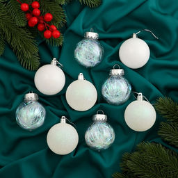 Ёлочные игрушки Мелодия, шары новогодние, d=6 см, набор 9 шт., диско ассорти, белый