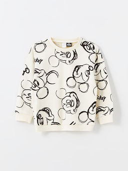 Bisiklet Yaka Mickey Mouse Bask?l? Erkek Bebek Sweatshirt ve E?ofman Alt 2li Tak?m - Waikiki фото 2