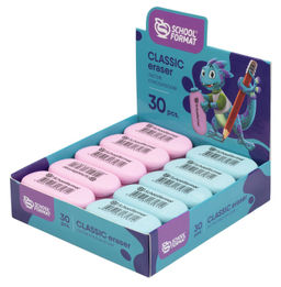 Цена за 5 шт. Ластик Schoolformat CLASSIC SMART DINO резина 52х25х6 мм овальный ассорти мягкий индив.штрих-код