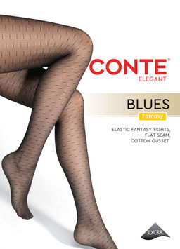 Колготки фантазийные CONTE Колготки в мелкую сеточку с линиями BLUES nero - Conte elegant фото 5