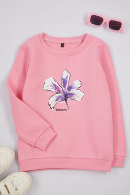 Lila K?z Couk Slogan Pamuklu Orme Sweatshirt TKDAW25SW00013 - Trendyolmilla фото 5