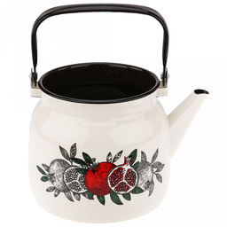 "Цвет граната" Чайник эмалированный 3,5л, 3,5л, д19,4см, h16,2см, s0,08мм, двойной слой эмалевого покрытия, металлическая крышка с пластмассовой ручкой-кнопкой, металлическая подвижная ручка (Россия)