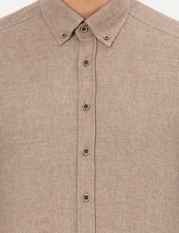 Bej Slim Fit Uzun Kollu G_mlek