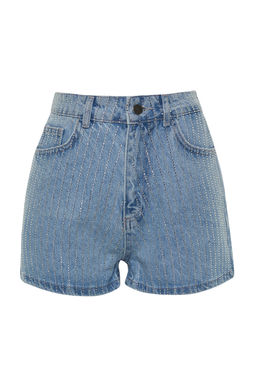 TRENDYOLMILLA Mavi Tasl? Yuksek Bel Denim Sort TWOSS23SR00191  фото 6