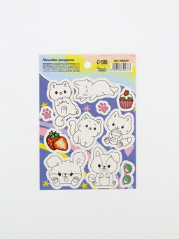 Цена за 10 шт. Наклейки детские «Милые животные», c раскраской, 11×16 см