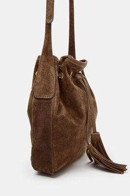 MINI BANDOLERA FRUNCIDA PIEL / ARENA/MARR?N - Zara фото 4