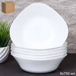 Набор суповых квадратных тарелок 6 штук 750 мл белый / FSW-75 (WHITE) /уп 6 /704200