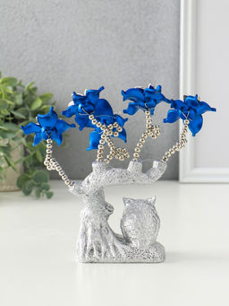 Фигурка от сглаза «Цветущее дерево. Филин со слитком золота», серебро, синий, 16×5.5×18.5 см