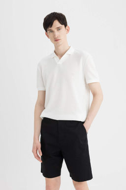 Regular Fit Gabardin Bermuda Sort - Defacto фото 2