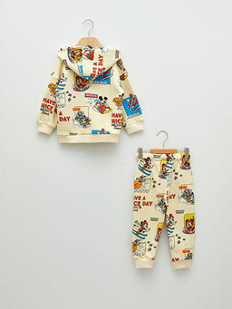 Kap??onlu Uzun Kollu Disney Bask?l? Erkek Bebek Sweatshirt ve Pantolon 2li Tak?m - Waikiki фото 2