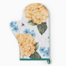 Варежка-прихватка Этель Гортензии 20х28см,саржа, 100% х/л, ватин 250г/м2  фото 2