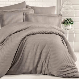 КПБ Страйп - Сатин - Серый Евро (4 наволочки)