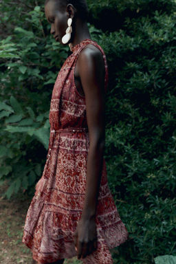 PATCHWORK PRINT MINI DRESS WITH BELT - Zara фото 4