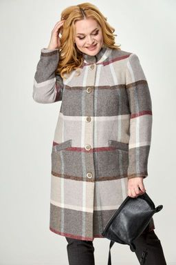 Пальто БелЭльСтиль 786 бежевая клетка фото 4