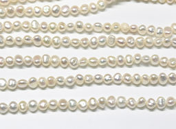 Бусины жемчуг овал 4*3мм цвет белый, 36см, 110 бусин Радуга камня