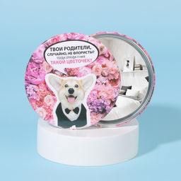 Цена за 2 шт. Зеркало карманное Корги, d=7 см, разноцветное - Qf фото 2