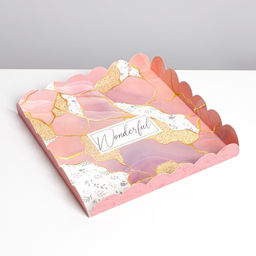 Цена за 5 шт. Коробка для печенья, кондитерская упаковка с пластиковой крышкой, Камень, 21?21?3 см