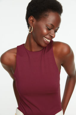 Bordo Halter Yaka Vucuda Oturan Esnek Alttan C?tc?tl? Orme Body TWOSS20BD0044