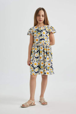 K?z Cocuk Desenli K?sa Kollu Elbise - Defacto фото 3