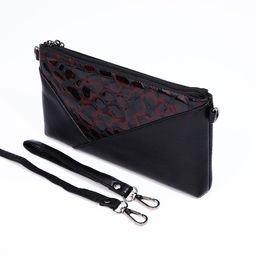 Сумка-клатч на молнии, цвет чёрный/красный - Simaland фото 9