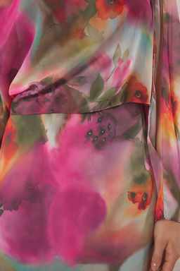 TRENDYOLMILLA Mavi Soyut Desenli Duz Kesim Pelerin Detayl? Maxi Astarl? Sifon Dokuma Elbise TWOSS25EL00014 фото 11