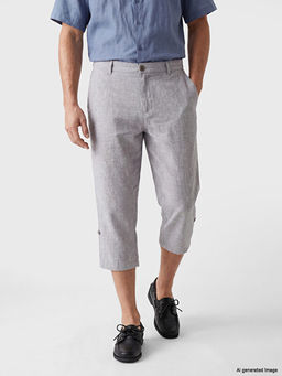 Regular Fit Keten Kar???ml? Erkek ?ort