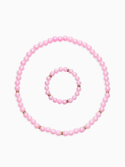 Цена за 2 шт. Набор детский «Выбражулька» 2 предмета: бусы, браслет, жемчуг стразы, цвет нежно-розовый