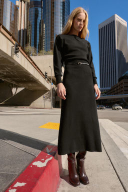 VESTIDO MIDI CINTUR?N / Negro - Zara фото 6