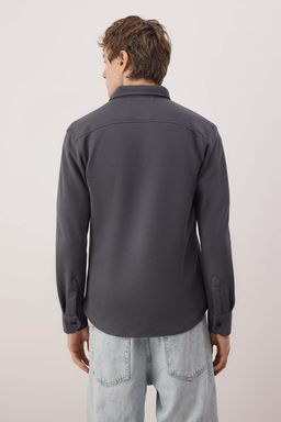 Antrasit Regular Fit Dokulu Erkek Gomlek TMNAW26GO00023 - Trendyolmilla фото 4