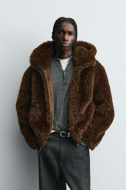 FAUX FUR HOODIE JACKET - Zara фото 4