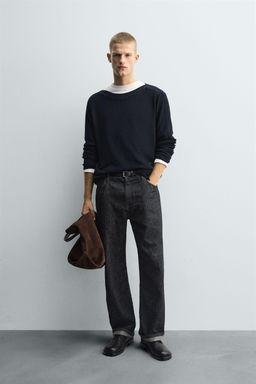 TEXTURED SWEATER WITH MERCERISED FINISH