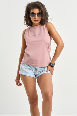 Топ трикотажный без рукавов из хлопка пыльный беж