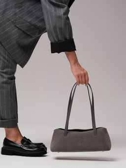 Замшевая сумка Raduy DBR 31127 серый замок  фото 5