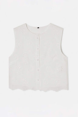 Beyaz Fitted Brode Dokuma Yelek TWOSS26YE00053