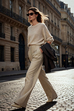 Vizon Wide Leg/Genis Paca Pilili Dokuma Pantolon TWOAW22PL0475