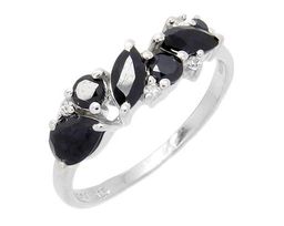 Кольцо из серебра сапфир корунд, Аделина