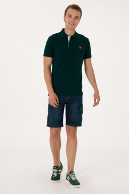 Erkek Slim Fit Polo Yaka Koyu Ye_il Basic Ti__rt - U.s. polo assn фото 4